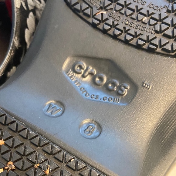 CROCS Black and Gray Floral Clogs - Picture 9 of 15